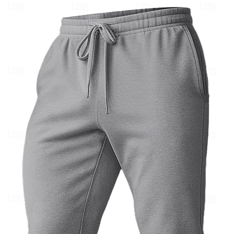 Men's Sweatpants Trousers Casual Pants Straight Leg Sweatpants Drawstring Pocket Elastic Waist Plain Comfort Knee Length Sports Outdoor Casual Daily Vacation Fashion Black Navy Blue Stretchy2