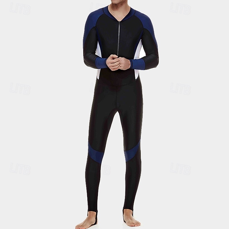 Men's Full Body Swimwear Dive Skin Suit UPF50+ Long Sleeve Swimwear Front Zip Swimming Diving Surfing Snorkeling Patchwork Summer Spring Autumn3