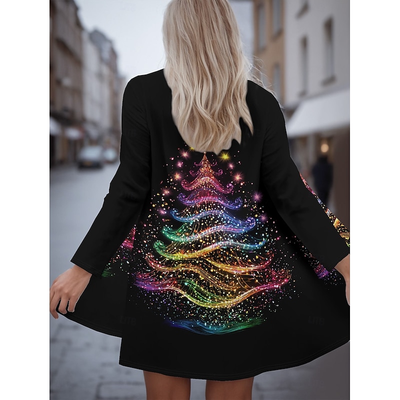 Women's Winter Coat Lightweight Comfortable Print Open Front Vintage Fashion Cute Casual Christmas Vacation Casual Long Collarless Regular Fit Long Sleeve Outerwear Black Red Blue Spring Fall4