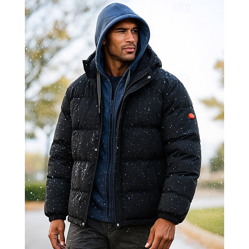 Men's Hiking Jacket Puffer Jacket Thermal Jacket Outdoor Thermal Warm Hiking Outfits Hiking Clothes Winter Autumn / Fall Top Fishing Camping / Hiking / Caving Running Solid Color Black White Grey3