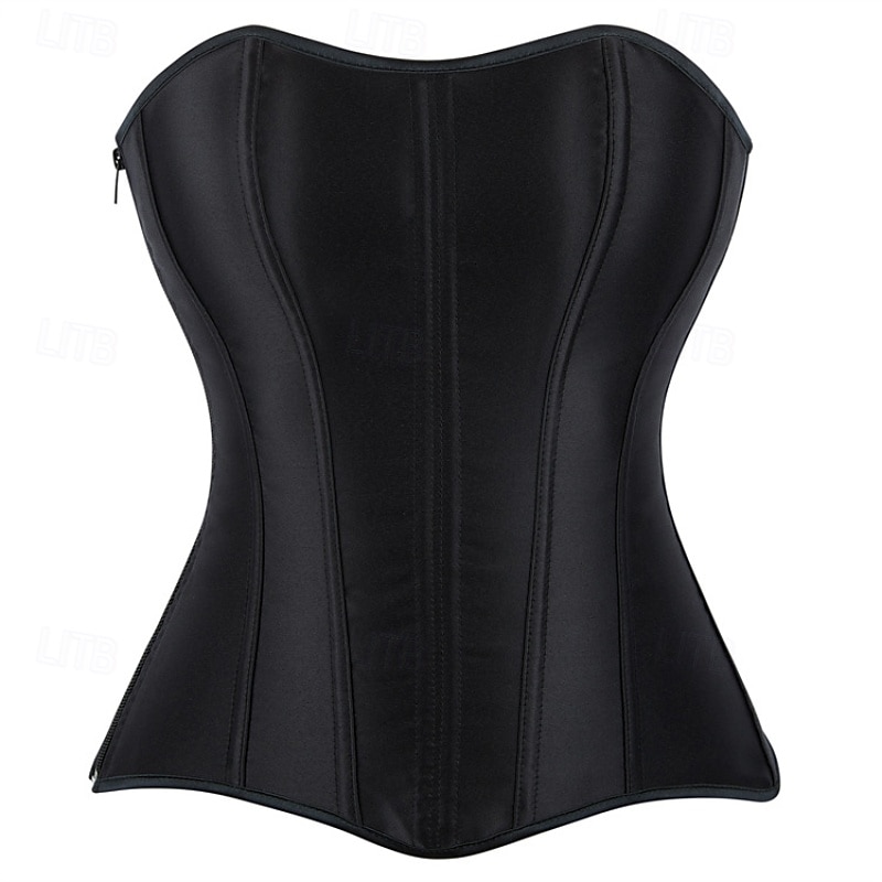 Women's Corset Shapewear Waist Cincher Shapewear Sexy Corset Fashion Sexy Pure Color Zipper Backless Vacation Street Date Sleeveless Cold Shoulder Black White Spring Fall Tailored Fit