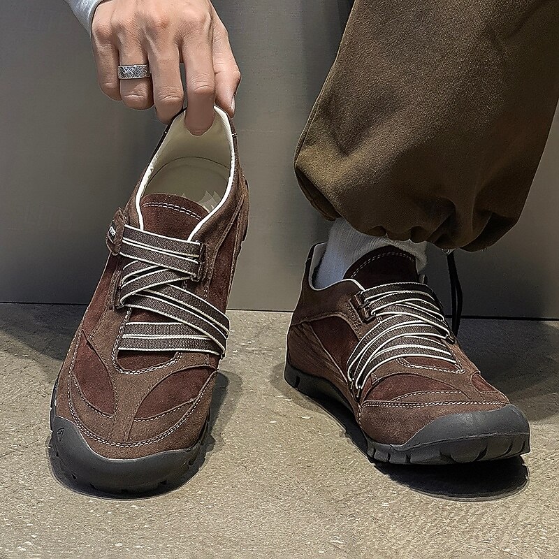 Men's Faux Leather Outdoor Sneakers – Brown Lace-Up Hiking Style Sport Shoes for Adventure, Travel and Casual Wear2