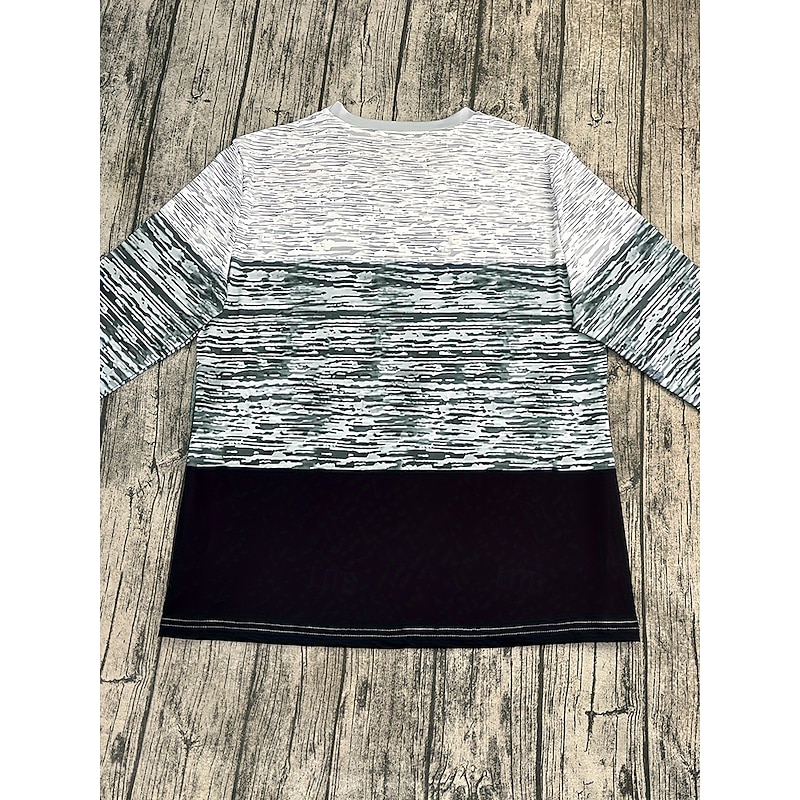 Women's T Shirt Graphic Geometric Color Block Vintage Stylish Classic Long Sleeve Crew Neck Round Neck Regular Tops Daily Print Gray Spring Fall Winter2