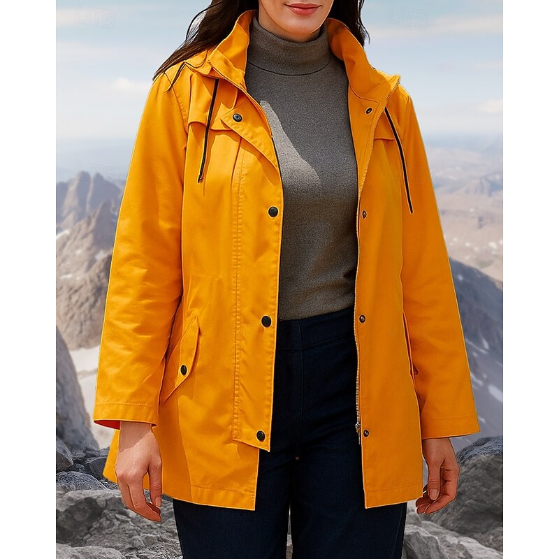 Women's Outdoor Jacket Hiking Jacket Raincoat Outdoor Waterproof Windproof Lightweight Hiking Outfits Hiking Clothes Spring Autumn / Fall Jacket Hunting Climbing Camping / Hiking / Caving Solid Color3