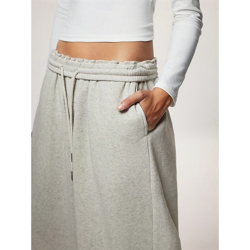 Women's Sweatpants Wide Leg Chinos Fashion Streetwear Casual Full Length High Waist Plain Elastic Waistband Comfy Soft Comfortable Stretchy Outdoor Street Light Gray Black White Red Summer Spring Fall4