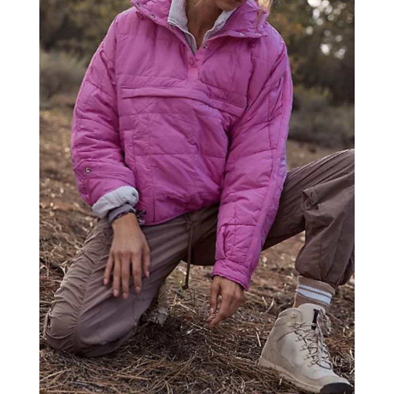 Women's Pullover Hoodie Sweatshirt Plain Casual Long Sleeve Hooded Regular Tops Street Holiday Going out Buttons Black Dark Green Fuchsia Orange Army Green Fall Winter2