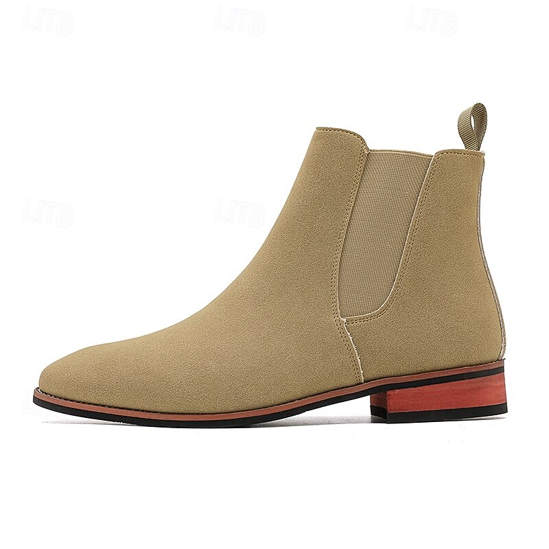 Men's Beige Chelsea Boots with Minimalist Design and Slip-On Comfort, Modern Ankle Boot Style for Gentlemen, Suitable for Smart Casual Outfits and Weekend Wear4