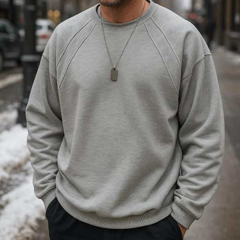 Men's Pullover Sweatshirt Lounge Top Waffle Long Sleeve Top Athleisure Solid Colored Gym Outdoor Running Sportswear Activewear Black Gray