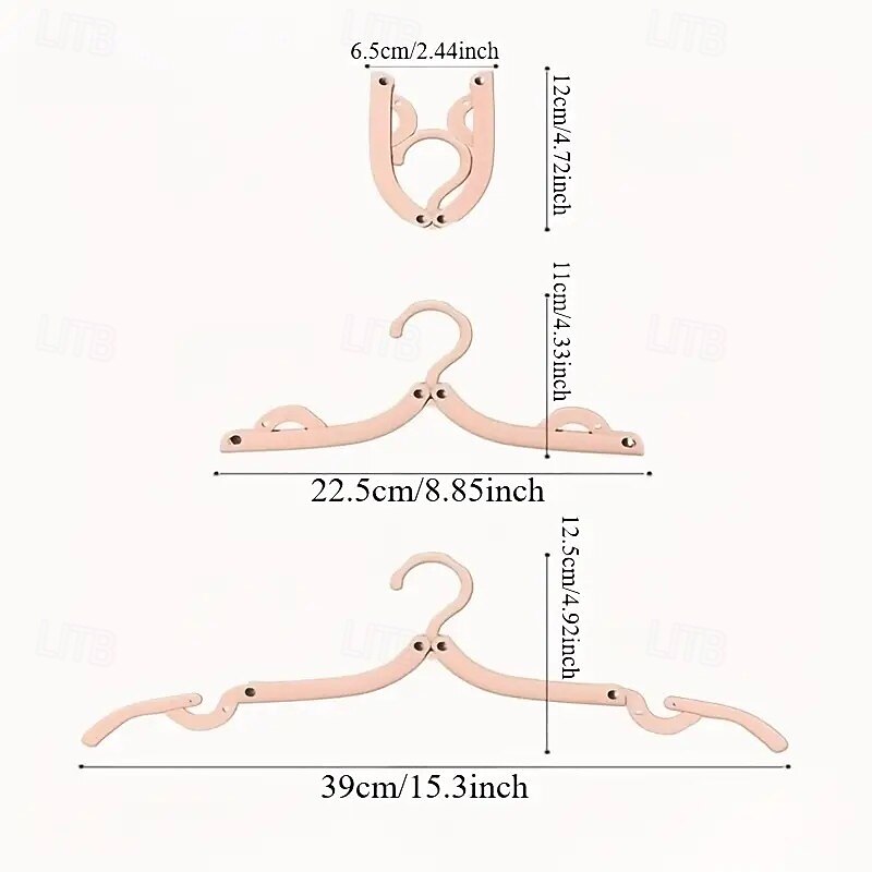 10/20 Pack Portable Folding Travel Hangers, Mixed Colors – Space-Saving Durable Plastic Clothes Hangers for Home, Retail Store & Travel Use4