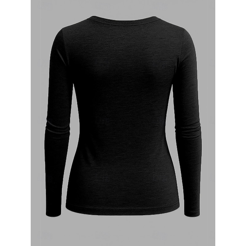 Women's T Shirt Graphic Letter Vintage Fashion Stylish Long Sleeve Crew Neck Regular Tops Daily Weekend Print Black Spring Fall2