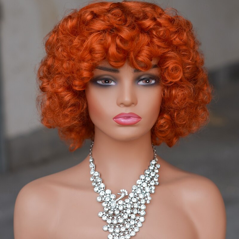 Machine Made Short Wig Pixie Curly Human Hair Wig 1B#/4#/99#/350#/P4/30#/P4/350# Multiple Colors For Black Women4