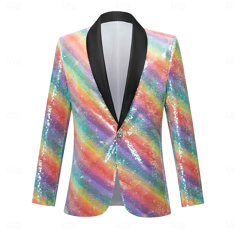Men's Blazer Jacket Shawl Collar Fashion Solid Colored Multicolor Tailored Fit Single Breasted One-button - Main Image