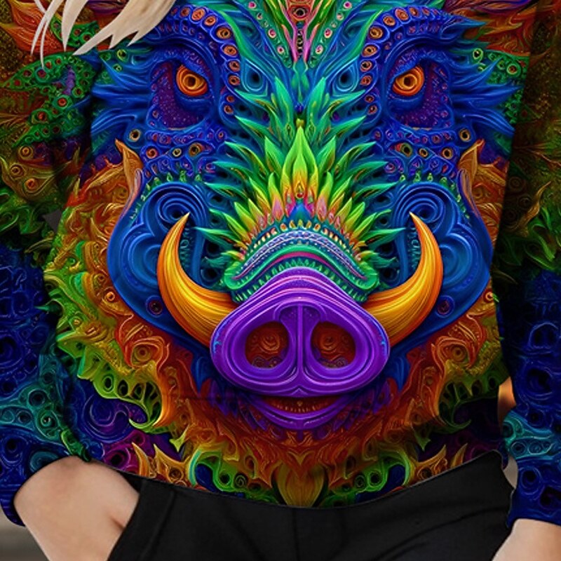 Halloween Girls' 3D Graphic Animal Hoodie Long Sleeve Fall Winter Fashion Adorable Basic Kids 4-12 Years Hooded Outdoor Casual Daily Regular Fit3