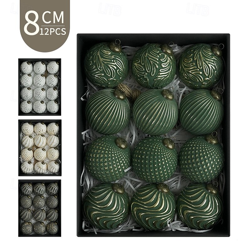 12 Pcs Christmas Ball Ornaments Baubles for Tree 8cm (3.15inch)  Vintage Style Hanging Decorations for Holiday Tree, Party & Home Decor2