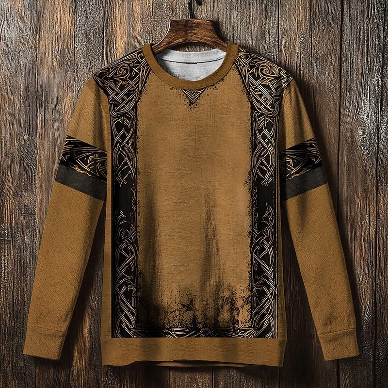 Men's Sweatshirt Black Navy Blue Brown Crew Neck Celtic Knot Print Casual Daily Holiday Vintage Viking Fall Winter Clothing Apparel Hoodies Sweatshirts2