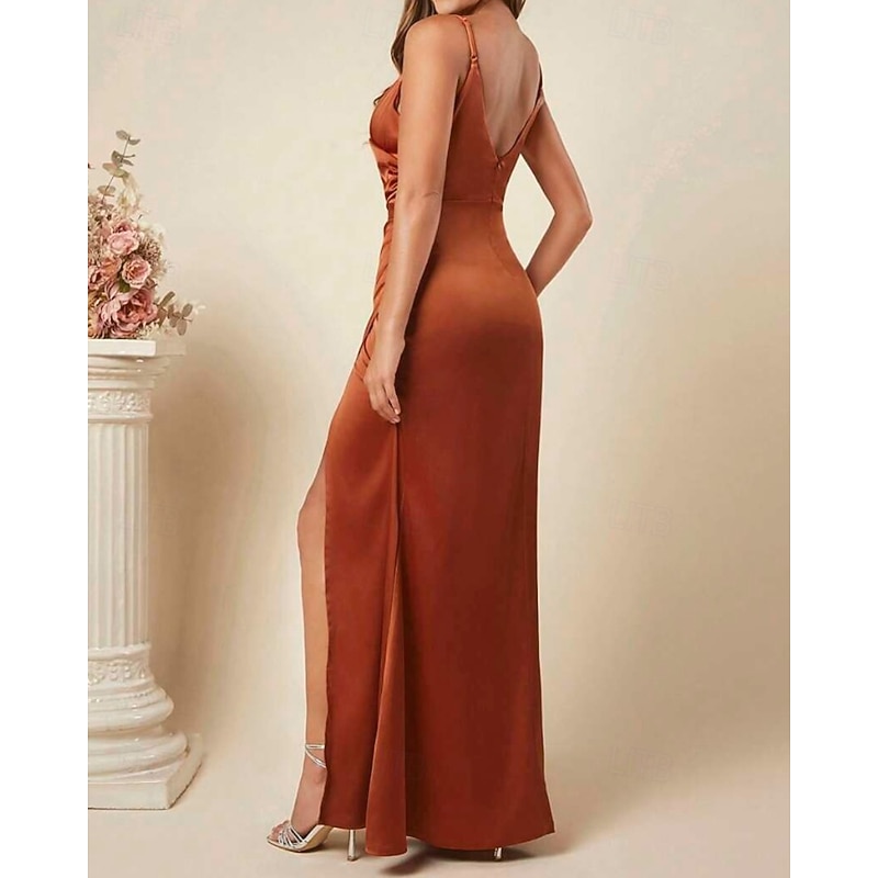 Women's Long Dress Maxi Dress Party Dress Cocktail Dress Satin Dress Slip Dress Fashion Modern Party Special Occasion Evening Party Regular Fit Plain Sleeveless Spaghetti Strap Black Wine Dark Green3