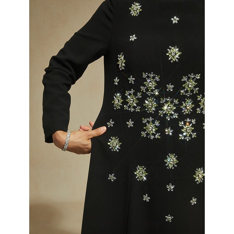 Women's Maxi Dress Sheath Dress Trumpet Mermaid Dress A Line Dress Elegant Formal Evening Party Regular Fit Solid Color Long Sleeve Stand Collar Black Spring Fall Winter4