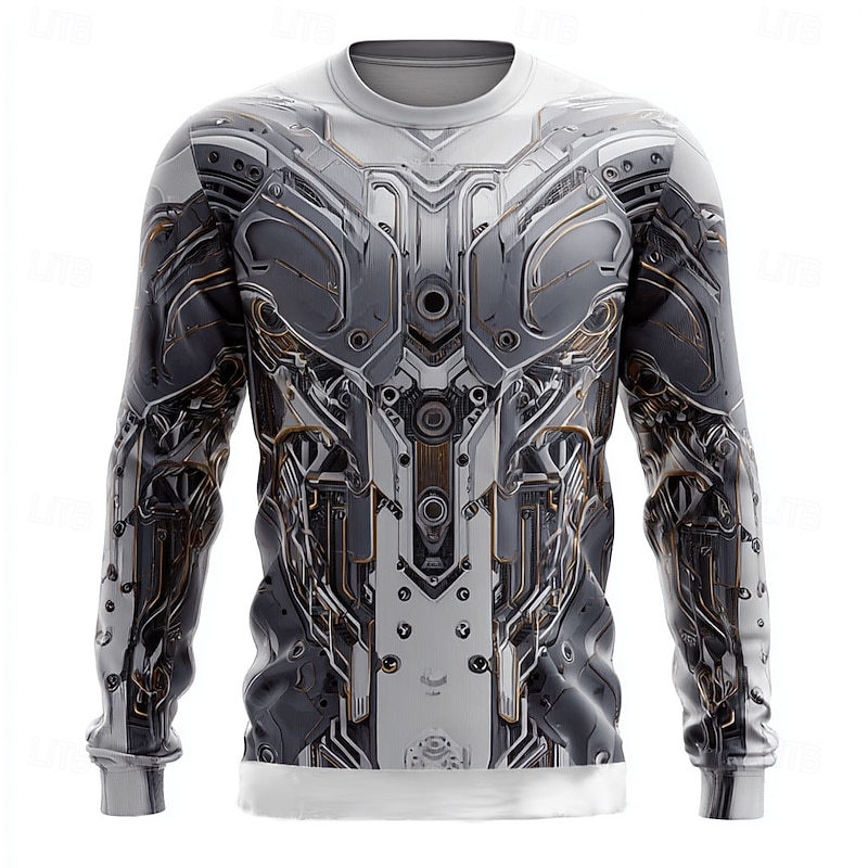 Men's Costume Sweatshirt Casual Crew Neck Vacation Party Gift White 1 White Crewneck 3D All Seasons Designer