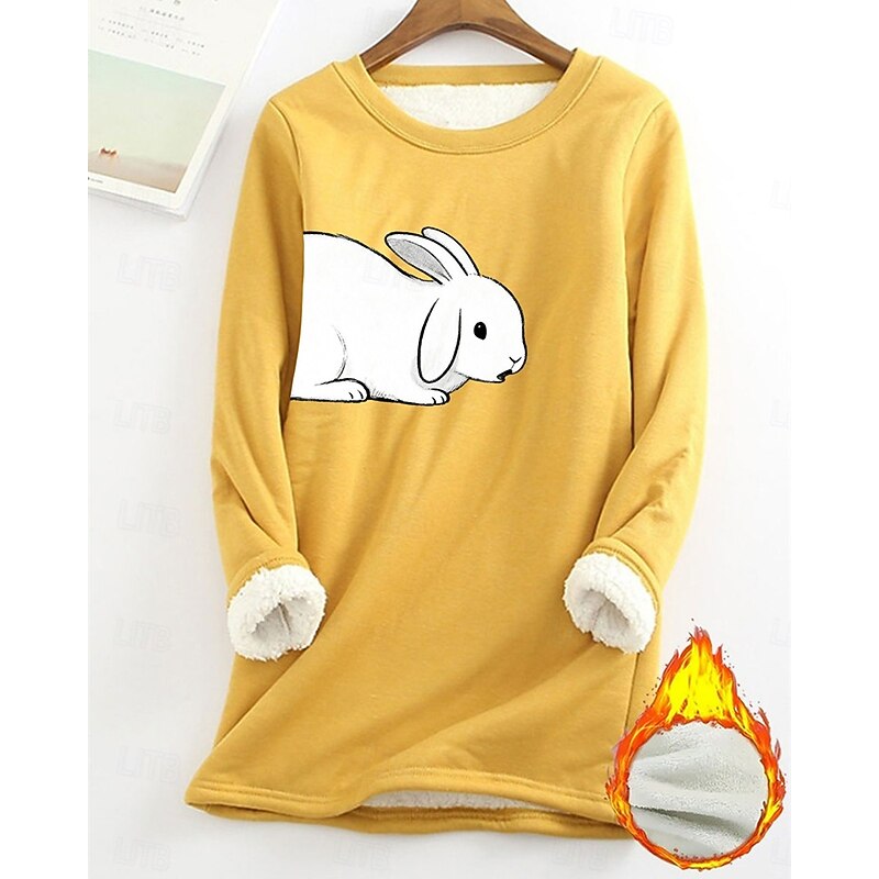 Women's Pullover Sweatshirt Graphic Animal Fashion Basic Casual Long Sleeve Crew Neck Regular Tops Street Dailywear Casual Print Fleece Lined Black Yellow Pink Dark Pink Blue Fall Winter3