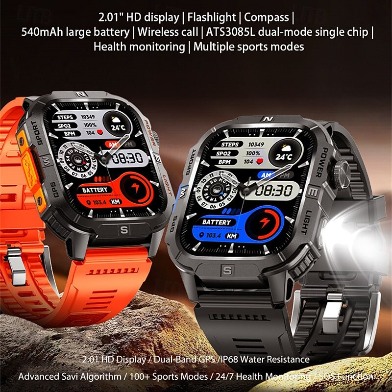 GTH3 Smart Watch 2.01 inch Smartwatch Fitness Running Watch Bluetooth Pedometer Call Reminder Activity Tracker Sleep Tracker Heart Rate Monitor Compatible with IP68 Touch Screen Heart Rate Monitor