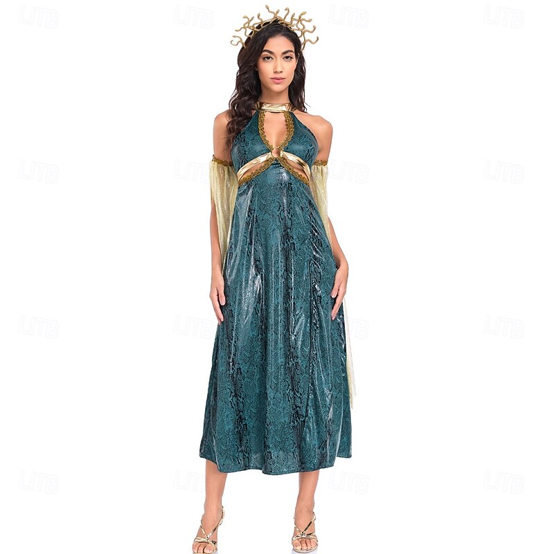 Ancient Greek Roman Fancy Costume Toga Dress Medusa Goddess Fancy Dress Women's Fantasy Halloween Carnival Performance Adults' Dress