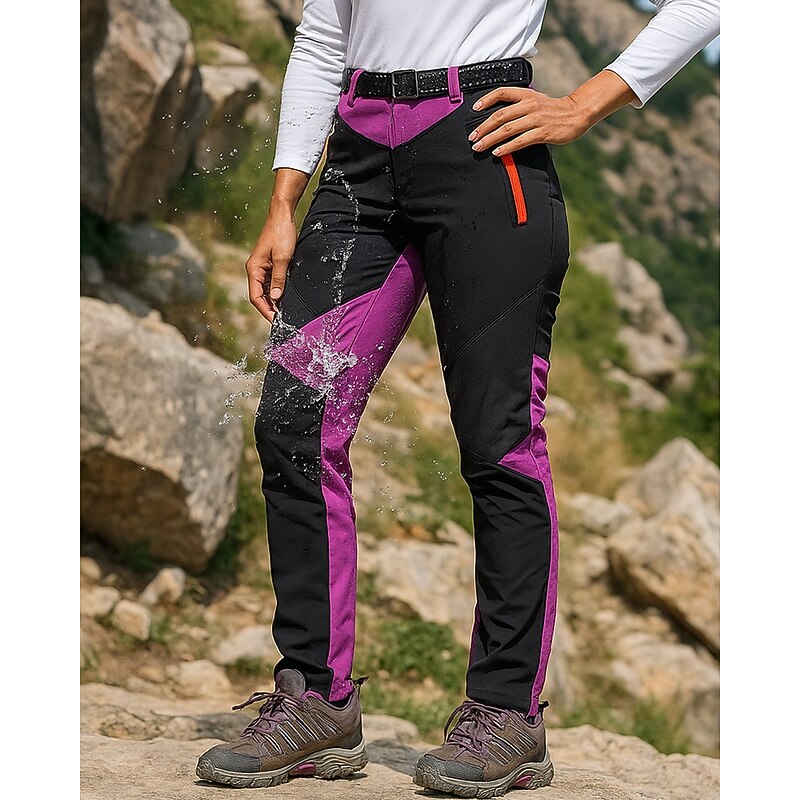Women's Hiking Pants Trousers Waterproof Hiking Pants Fleece Pants Patchwork Winter Outdoor Regular Fit Thermal Warm Waterproof Windproof Pants / Trousers Pocket Purple Camping / Hiking Hunting4