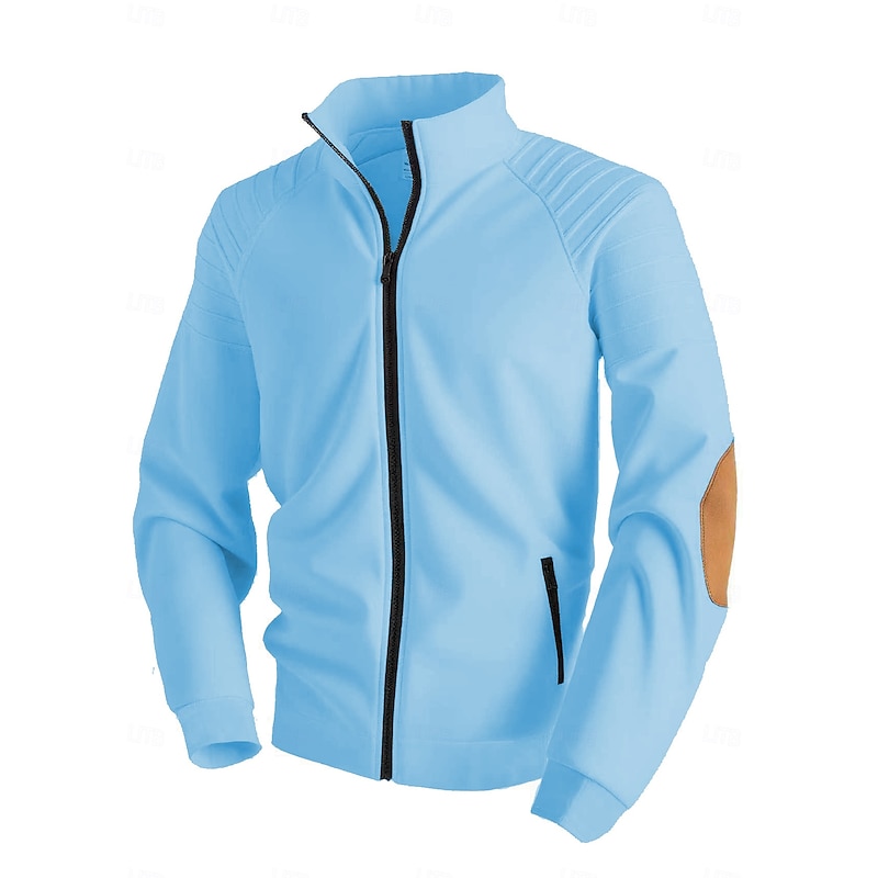 Men's Outdoor Jacket Shirt Jacket Formal Home Pocket Minimalist Spring Fall Solid Color Active Neutral Shirt Collar Regular Black White Navy Blue Blue Jacket