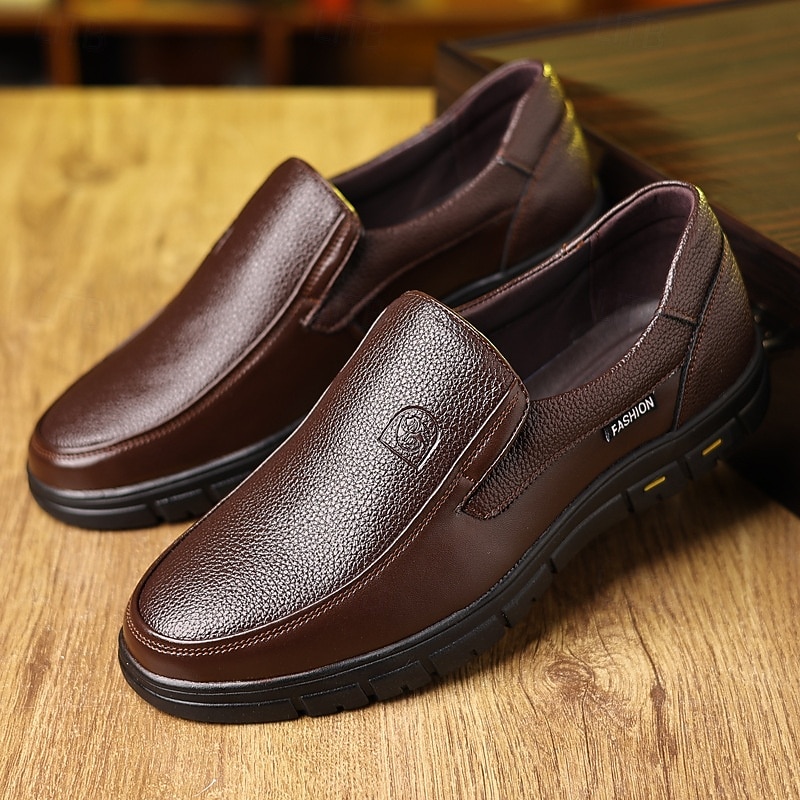 Men's Brown Slip-On Business Shoes with Anti-Slip Sole, Classic Formal Style for Office, Meetings and Daily Workwear3