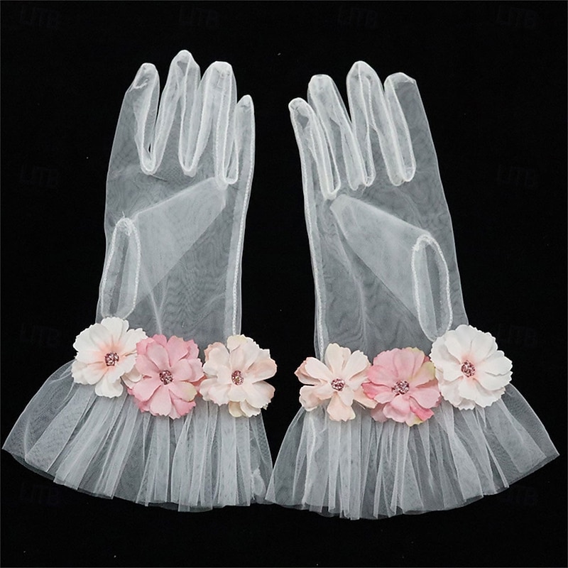 Tulle Wrist Length Glove Elegant / Party / Evening / Stylish With Floral Wedding / Party Glove3