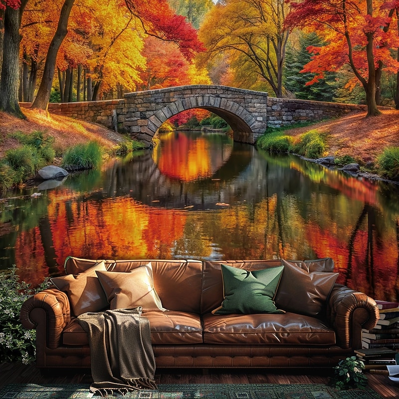 Tapestry Blanket Wall Hangings Landscape Nature Bridge Lake 3D Bedroom Living Room Dorm Teens Room College Dorm Guys Man Cave Frat Bedroom Home Decor4