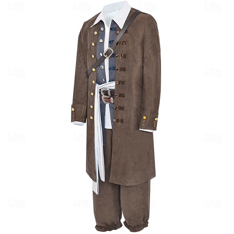 Pirates of the Caribbean Pirate Jack Sparrow Outfits Fancy Dress Cosplay Movie Cosplay for Men's Adults' Halloween Carnival Performance Party3