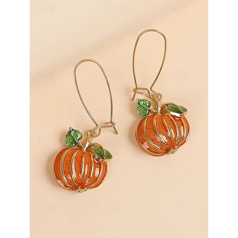 Women's Halloween Pumpkin Drop Earrings – Cute Enamel Dangle Jewelry for Party, Cosplay and Fall Festival4