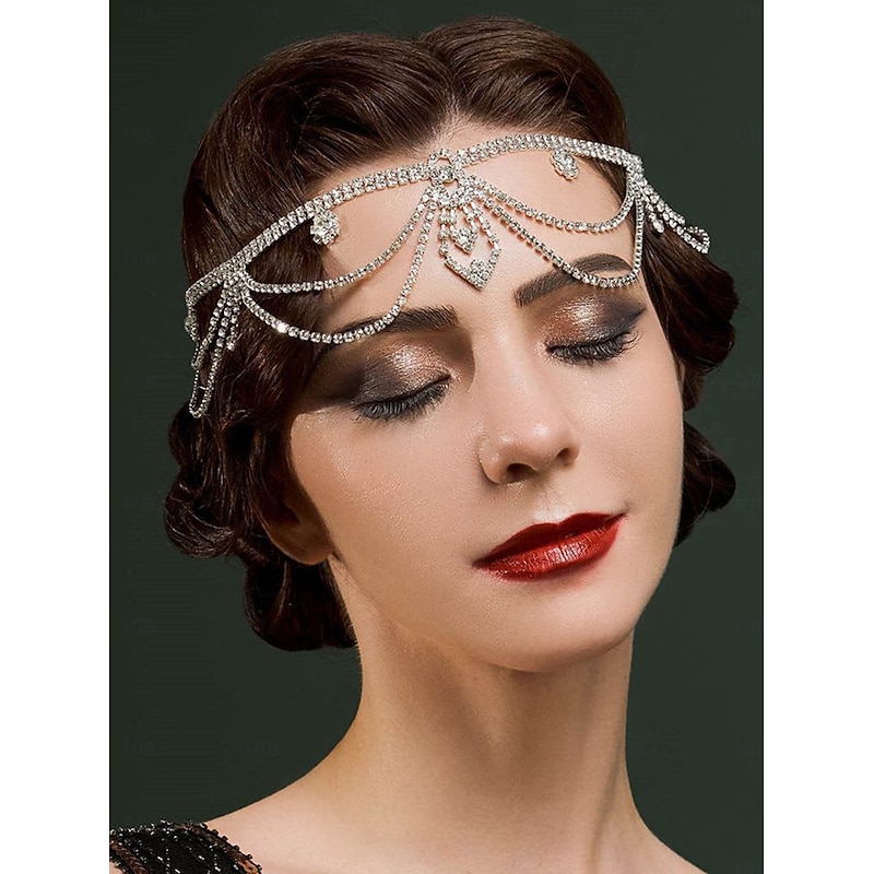 Women's 1920s Gatsby Rhinestone Headpiece Vintage Flapper Hair Accessory for Gatsby Themed Balls and Halloween Parties
