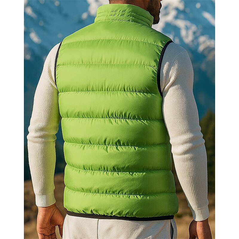 Men's Hiking Vest Puffer Vest Sleeveless Vest Outdoor Thermal Warm Lightweight Winter Zipper Polyester Black Army Green Burgundy Hunting Fishing Climbing2
