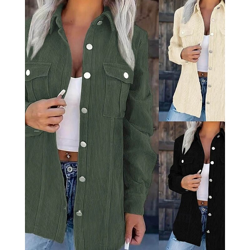 Women's Puffer Jacket Quilted Jacket Casual Jacket Comfortable Breathable Pocket Buttons Casual Plain Vacation Street Casual Daily Wear Single Breasted Short Turndown Regular Fit Long Sleeve Outerwear