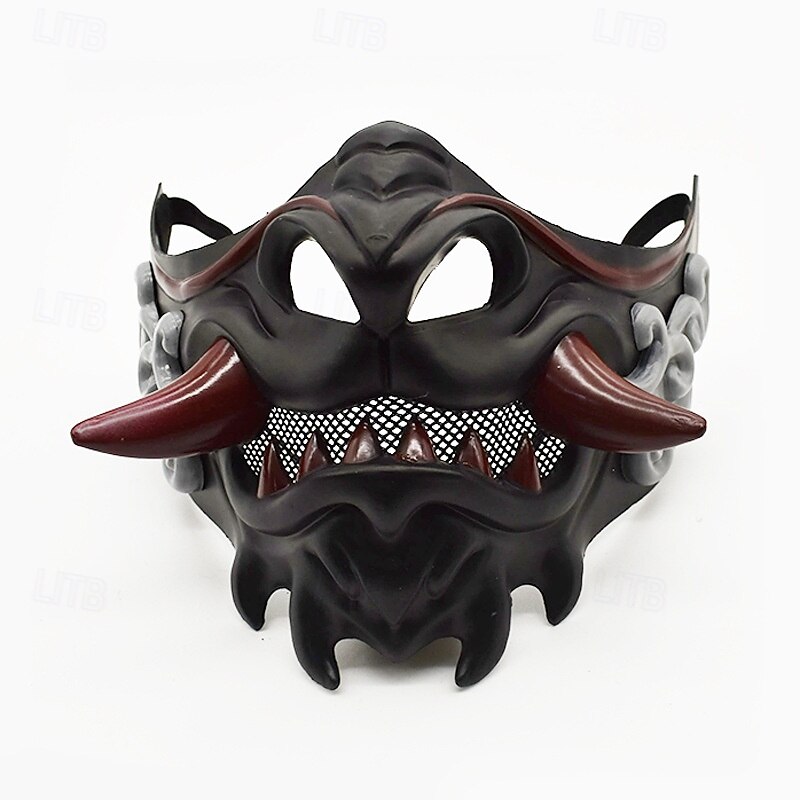 Samurai Demon Halloween Mask Japanese Oni Mask Horror Scary Horror Scary Costume Half Face Adults' Unisex Halloween Carnival Performance Party Easy Halloween Costumes Dress Up3