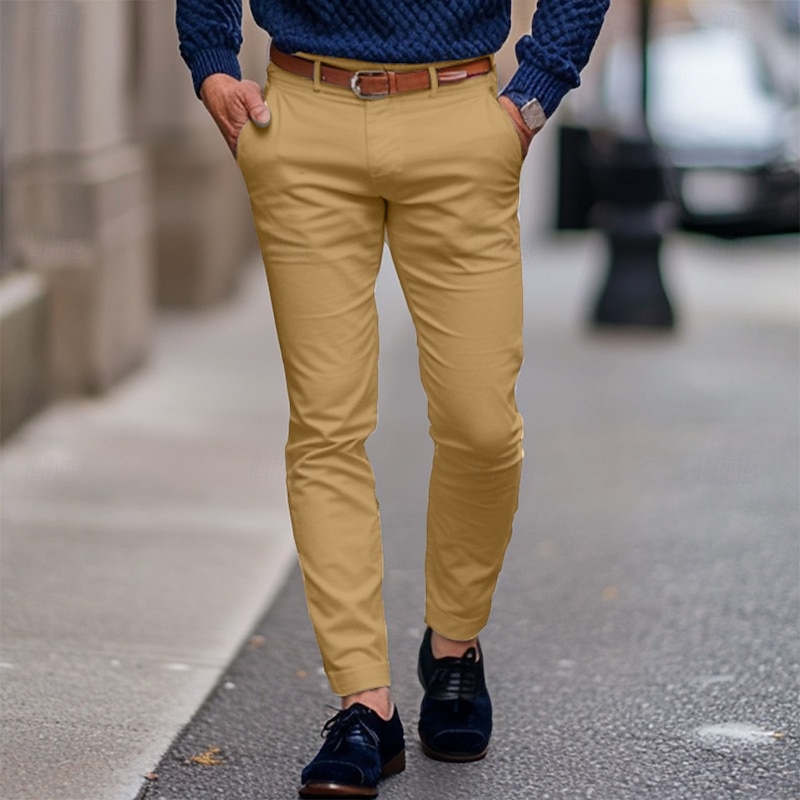 Men's Trousers Chinos Summer Pants Casual Pants Front Pocket Plain Comfort Breathable Casual Daily Holiday Fashion Basic Black White2