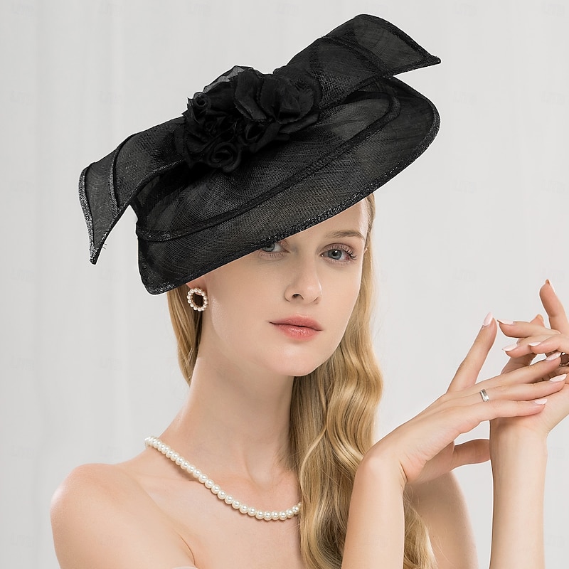 Hats Sinamay Sun Hat Sinamay Hat Casual Tea Party Elegant Wedding With Bowknot Headpiece Headwear2