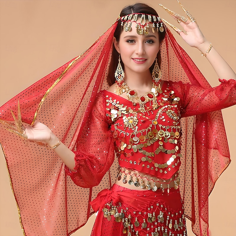 Belly Dance Veil Women's Performance Tulle Crystals / Rhinestones Headwear4