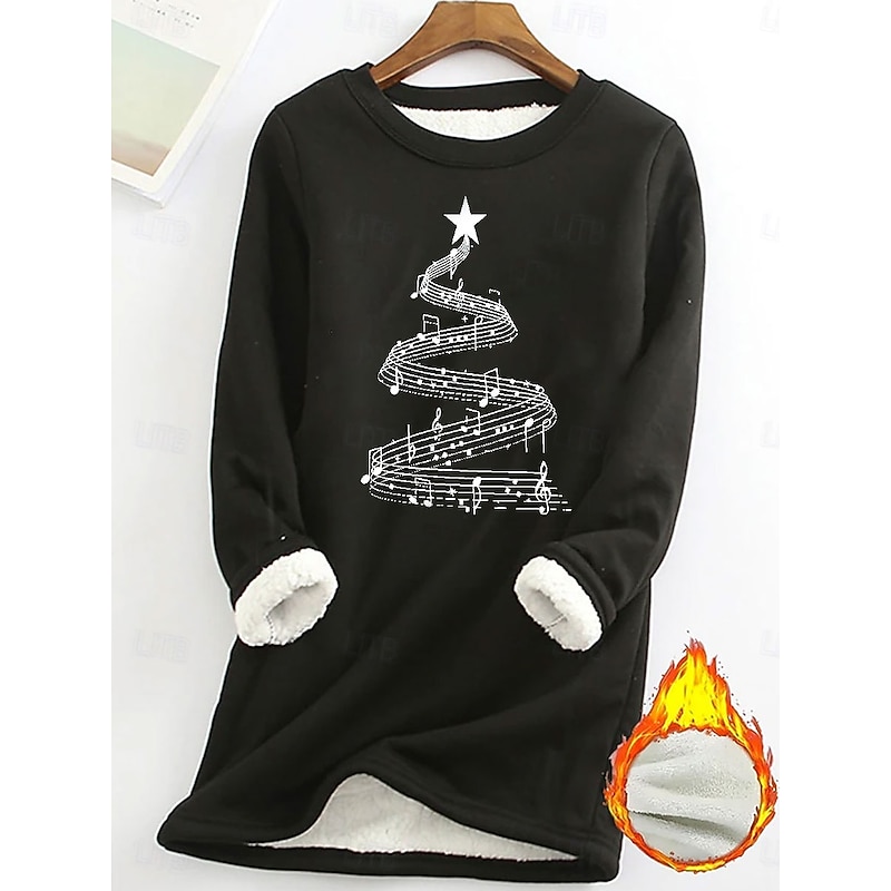 Women's Pullover Sweatshirt Graphic Christmas Tree Warm Casual Fuzzy Long Sleeve Crew Neck Long Tops Street Casual Black Pink Dark Pink Blue Spring Fall Winter4