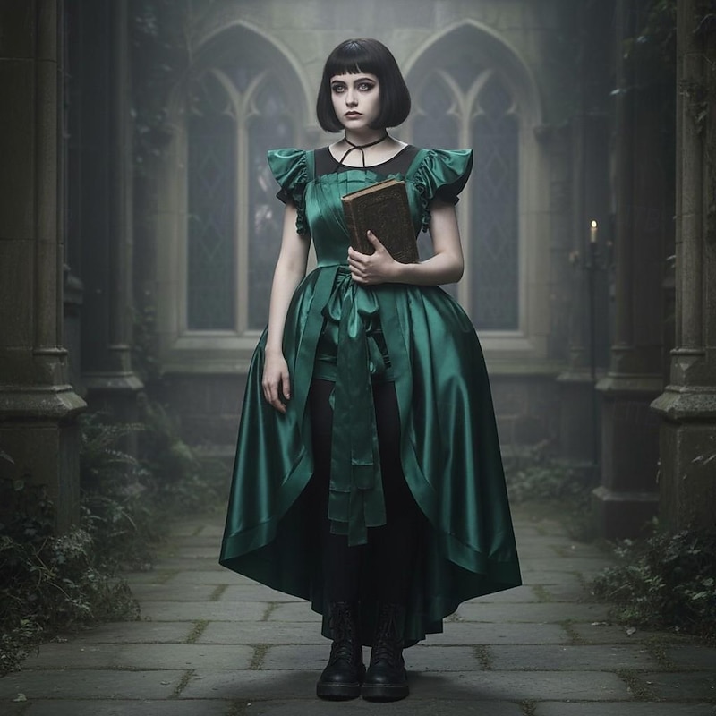 Agnes Garner Halloween Dress Fancy Costume Ball Gown Gothic Horror Gothic Horror Scary Costume Adults' Women's Halloween Carnival Performance Party Easy Halloween Costumes Dress Up