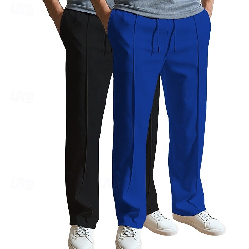 Men's Sweatpants Joggers Trousers Baggy Pants Straight Leg Sweatpants Drawstring Elastic Waist Multi-pack Plain Comfort Breathable Full Length Outdoor Daily Going out Fashion Ethnic Style White+Khaki3