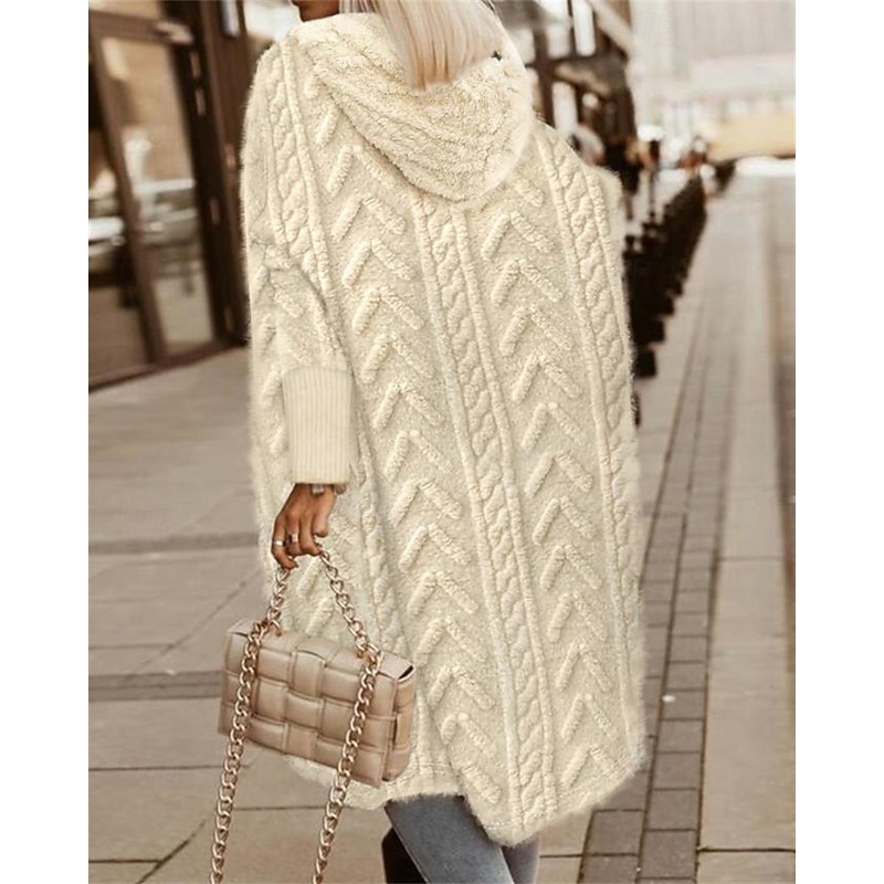 Women's Casual Jacket Warm Comfortable Patchwork Fashion Outdoor Plain Going out Weekend Single Breasted Regular Hooded Regular Fit Long Sleeve Outerwear Light Pink Pink Khaki Fall Winter2