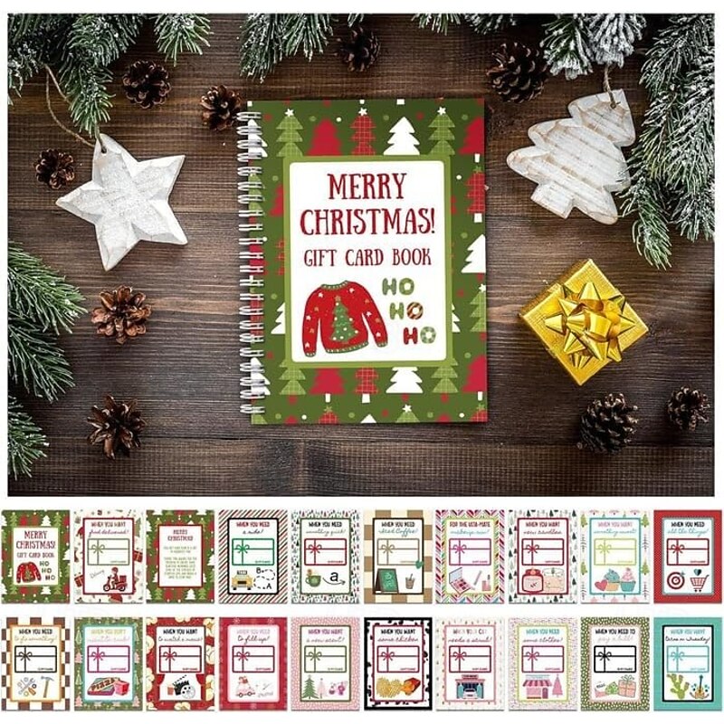 Merry Christmas Gift Card Book Graduation Gift Card Booklet Christmas For College Student DIY Spiral Bound Merry Christmas Gift Card Stock for Family, Friends, Students