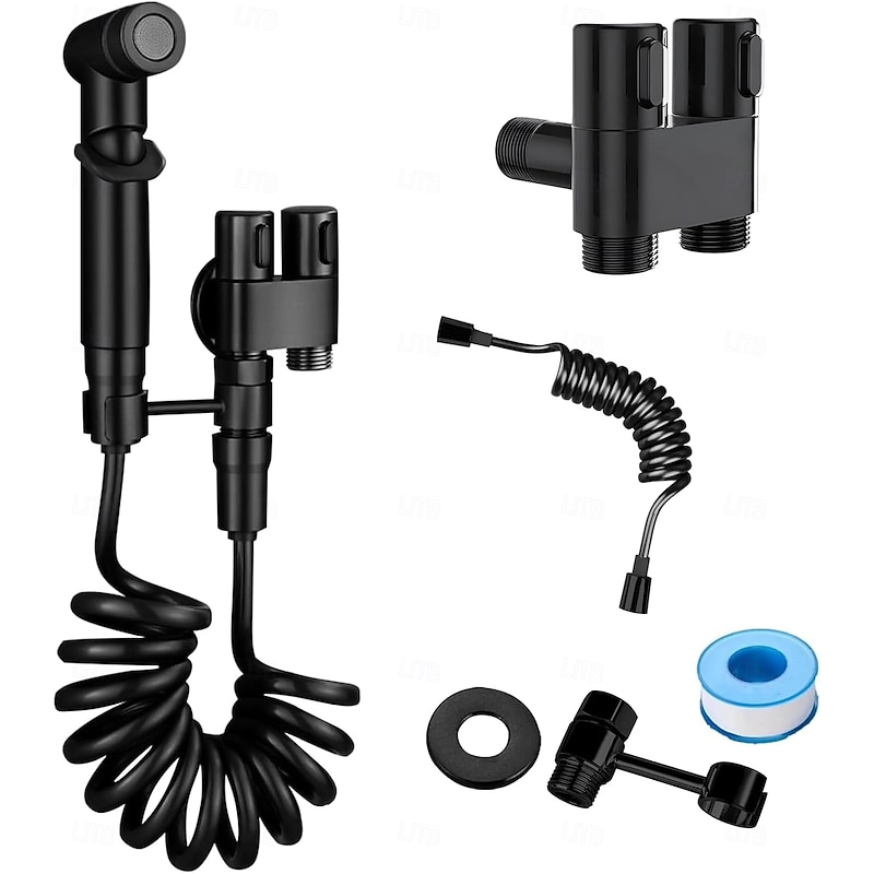 Handheld Bidet Sprayer for Toilet,1-In-2-Out Dual Control Valve,Mini Toilet Faucet Sprayer Kit Butt Washer,Hand Shower Bidet Attachment for Washing Machine and Toilet