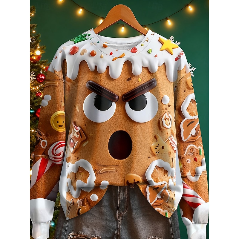 Christmas Regular Tops Home Street Dailywear Print White Yellow Pink Brown Fall Winter4