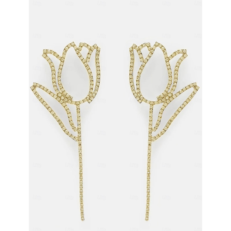 Women's Crystal Rhinestone Flower Drop Earrings Elegant Statement Jewelry for Evening Balls and Party Occasions3