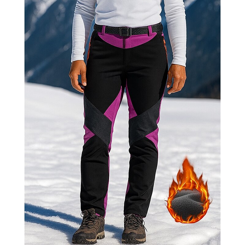 Women's Hiking Pants Trousers Waterproof Hiking Pants Fleece Pants Patchwork Winter Outdoor Regular Fit Thermal Warm Waterproof Windproof Pants / Trousers Pocket Purple Camping / Hiking Hunting3