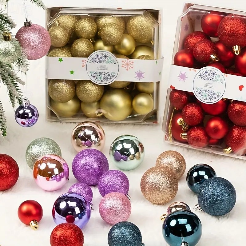 42Pcs Christmas Ball Ornaments Baubles for Christmas Tree, Shatterproof Hanging Balls Xmas Decorations, Holiday Party Home Décor Supplies