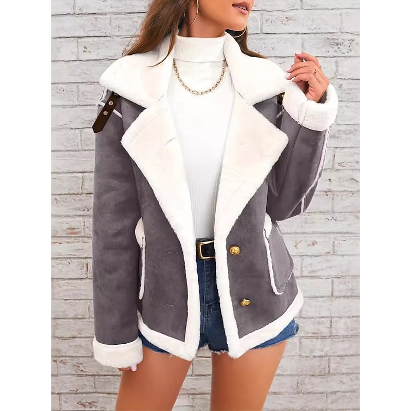 Women's Winter Coat Sherpa Jacket Comfortable Breathable Zipper Pocket Modern Casual Plain Vacation Street Casual Daily Wear Single Breasted Regular Turndown Regular Fit Long Sleeve Outerwear Yellow4